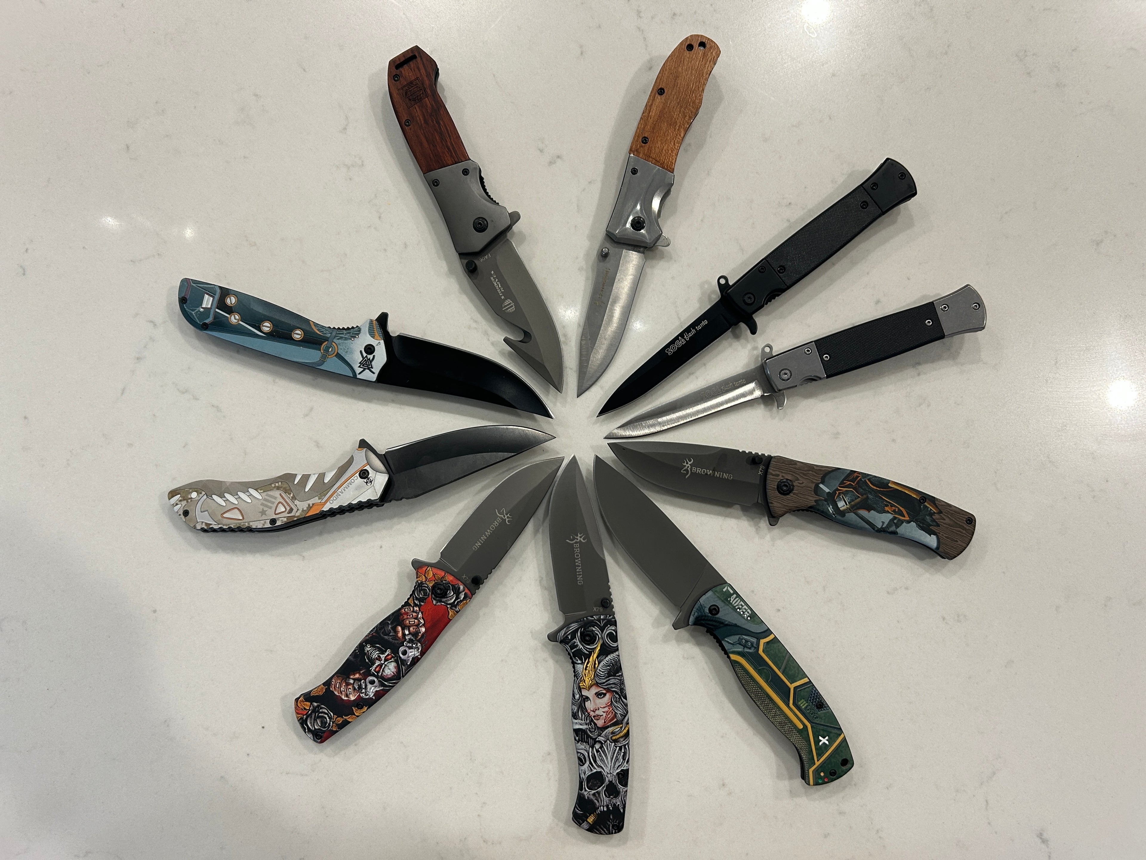 Mixed Camping Knives — Set of 10